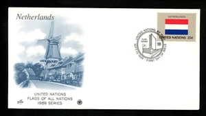 UN United Nations FDC NY #557 PCS Artcraft Cachet Flag Series Netherlands 1989 - Picture 1 of 2