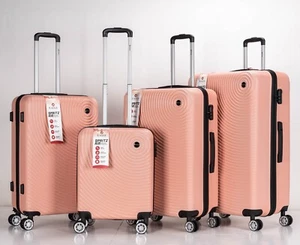 Circle ABS Hard Shell Suitcase with 4 Spinner Wheels Travel Luggage Peach - Picture 1 of 31