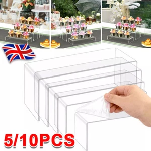 5/10Pcs Acrylic Clear Display Shelves Perspex Stands Risers Shelf Retail Shop - Picture 1 of 14