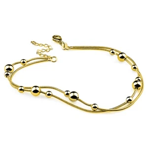 KUGEL FUßKETTE EDELSTAHL FUßKETTCHEN IN GOLD FUß SCHMUCK DAMEN KNÖCHEL KETTE - Bild 1 von 5