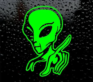 ALIEN DECAL LOGO FOR CAR VAN LAPTOP VINYL STICKER FUNNY UFO EXTRATERRESTRIAL - Picture 1 of 3