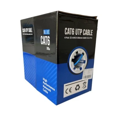 *All Metro* Premium Cat6 305M BLUE CCA 23AWG UTP Ethernet Lan Network Cable Box - image 1 of 4