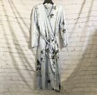 Etienne Nightgown Robe Set Satin Light Blue Floral Size Large Sexy Glamorous