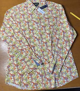 Camisa Para Hombre CREMIEUX PREMIUM DENIM Paisley Botón Talla L Algodón/Spandex - Imagen 1 de 5