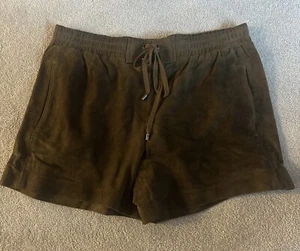 Vince Ledershorts olivgrün Kordelzug Taille Damen M - Bild 1 von 4