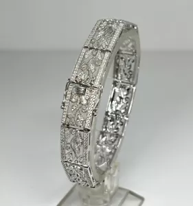 Vintage Echt Diamant Tennis Armband 7" Sterling Silber 925 - Bild 1 von 16