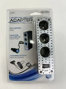 12V Aluminum Triple Socket Cigarette Lighter Adapter/Splitter with USB Port - Picture 1 of 4