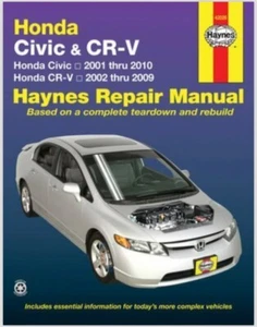 Haynes Repair Manual | Paper | Honda Civic 2001-2010, Honda CRV 2002-2009 | New - Imagen 1 de 3