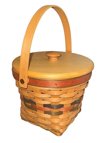 Longaberger Baskets 1996 Maple Leaf With Lid / Liner Retired Shades Of Autumn Cover