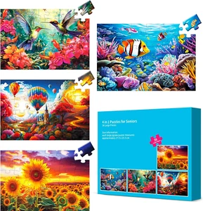 4 Packs Large Piece Puzzle for Seniors - Dementia 36 Pieces Puzzles for Elderly - Picture 1 of 12