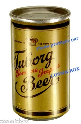 Magnet canette de bière TUBORG BEER aimant en métal vieilli déco usine indus tol