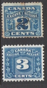 CANADA - USED EXCISE STAMPS - 2 VALUES - CHECK SCANS - Picture 1 of 2