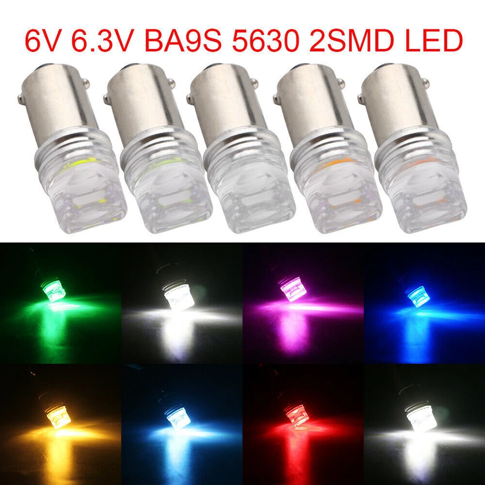 10/100Pcs 6V 6.3V DC T11 BA9S T4W 3886X 363 H6W 2SMD 5630 LED Pinball Light Bulb - Image 1 of 4