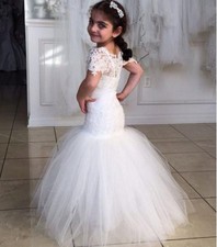Child Fish Tail Full Lace Flower Children's Champagne Dress