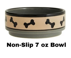 Top Paw hellbraun grau schwarz Knochen Keramik Untertasse Hundeschüssel, 7 Unzen Essensschale rutschfrei - Bild 1 von 3