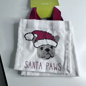 NUEVO CON ETIQUETAS Juego de dos Bolsas de Regalo de Navidad Bulldog Francés con asas rojas (pequeñas) - Imagen 1 de 3