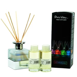 LED Lighted Frosted Glass Reed Fragrance Diffuser Lavender 110ml PV9003L - Picture 1 of 4