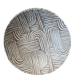 SANDSTONE STUDIOS Set of 4 Melamine Salad Bowls Taupe|White Abstract Swirl  NWT - Picture 1 of 10
