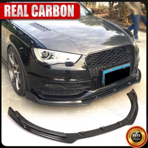 Real Carbon Front Bumper Lip Spoiler For Audi A3 S Line S3 Hatchback 2013-2015 - Picture 1 of 16
