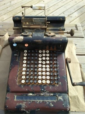 BURROUGHS Hand Crank Antique Adding Machine **Parts or Refurbish** - Image 1 of 4