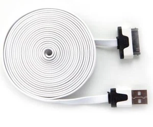 NTJ 10FT LONG USB Flat Noodle power data sync Charger Cable for iPhone 4 4s iPod - Picture 1 of 22