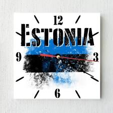 Estonia Flag Wall clock patriots Wooden Tile Watch Support Décor