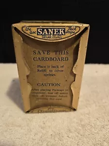 DISPENSER FAZZOLETTI STRISCIA COLLO BARBIERE NEGOZIO METALLO SMALTATO VINTAGE SANEK RARO - Foto 1 di 9