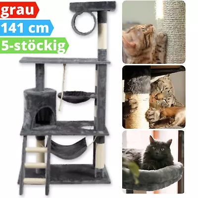 Scratching post XXL cat scratching post cat climbing tree play tree scratching post 141 cm grey - Image 1 of 4