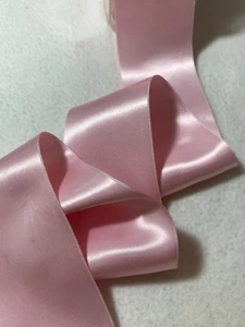Baby Pink French Satin Double Face Ribbon - 2.5" wide - 5 Yards - Made in France - Picture 1 of 5