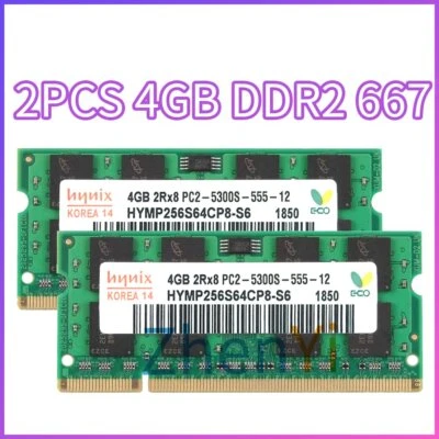 8 GB 2x 4 GB 2 GB 1 GB DDR2 PC2-5300S 667 MHz 200 pin computer portatile SODIMM RAM per Hynix IT - Immagine 1 di 4
