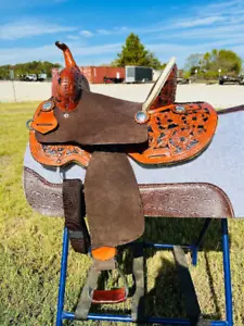 Jugend-Kinder Western Pferd Fass Sattel Leder, Rohhaut Kantle 10 Zoll bis 13 Zoll - Bild 1 von 7