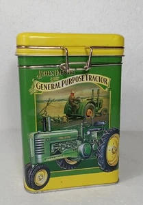 JOHN DEERE Pictorial Square Lock Top Tin Box"6.5"X 4" x 4" Locks Loose - Picture 1 of 9