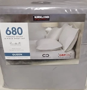 Kirkland Signature 680 TC  6-piece Sheet Set -QUEEN -  Alloy Gray - Picture 1 of 1