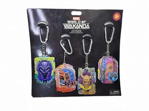 Disney Parks & Marvel World of Wakanda set 4 Metal Keychains Black Panther New - Picture 1 of 8