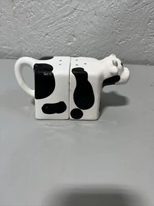 Vintage Black and White Holstein Cow Salt And Pepper Shakers Country Decor Wisc - Picture 1 of 4