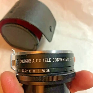 SOLIGOR AUTO TELE CONVERTER 2X TO FIT MINOLTA LENS W/ CASE & CAPS MADE JAPAN - Picture 1 of 12