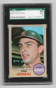 1968 Topps #474 Paul Schaal SGC 96 9 Angels
