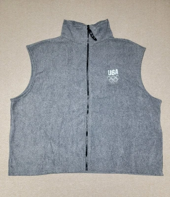 NUEVO ~ Juegos Olímpicos de EE. UU. ~ Chaleco polar con cremallera completa Talla 3XL Bolsillos Cuello alto ¡Hecho en EE. UU.! Foto 1 de 4