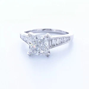 Verlobungsring 18K Weißgold Vintage 2,72 ct Radiant Lab-Grown Diamant G VS1 - Bild 1 von 15