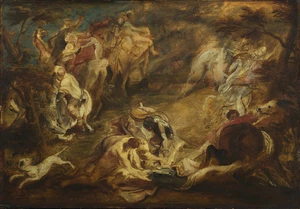 Dramatic Baroque Hunting Scene Poster Battle Wall Art- 16x12/20x16/24x18/36x24 - Picture 1 of 11