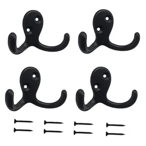 4 Pack Wall Hooks Wall Mounted Coat Hooks for Hanging Heavy Duty, black4pcs - Picture 1 of 8
