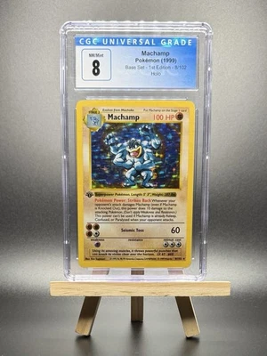 1999 POKEMON MACHAMP 1ST EDITION SHADOWLESS HOLO #8 BASE SET GAME CGC 8 WOTC - Image 1 of 2