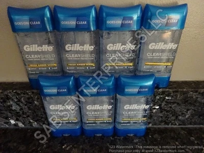 7 Gillette FRESH AMBER Scent Men's Clear GEL Antiperspirant & Deodorant 3.8 oz. - Image 1 of 4
