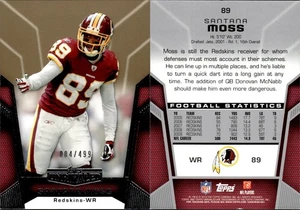 2010 Topps Unrivaled Gold 004/499 Santana Moss #89 Miami/Washington Redskins - Picture 1 of 3
