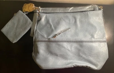 Cartera vegana azul claro ALYSSA para mujer - Bolso de hombro con muñeca -NUEVA Foto 1 de 4