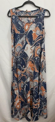 Shoreline платье без рукавов бак по всему пейсли печать синий персик женщин размер L - Изображение 1 из 4