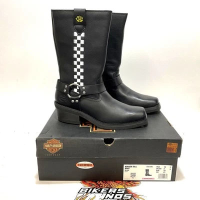 NUEVO Harley Talla 10 Mujer Korsen Negro 10" Impermeable Arnés Botas D87296-10 Foto 1 de 4
