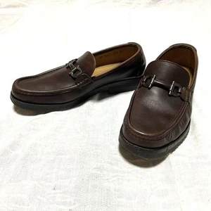 Salvatore Ferragamo Mocasines Zapatos Cuero Marrón Gancini Vibram Hombres 5.5 US9.5 3E - Imagen 1 de 24