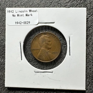 1942 Lincoln Wheat Penny. Kein Münzzeichen. Nicht magnetisch. Kupfer - Bild 1 von 4
