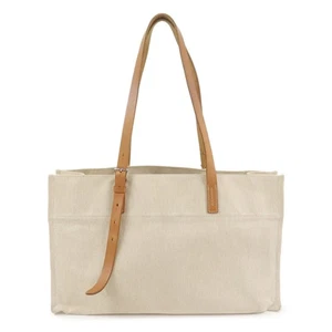 HERMES Etriviere Elan Toile H Leder Beuteltasche Tasche Natur Braun Authentisch Gebraucht Kostenloser Versand - Bild 1 von 24